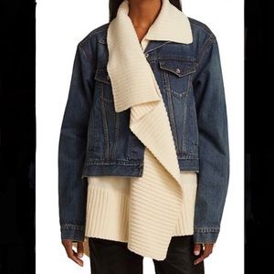 Sacai knit-paneled denim jacket blouse